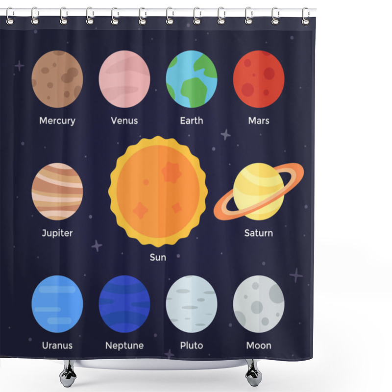 Personality  Solar System Planets Icons Shower Curtains