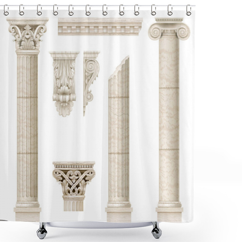 Personality  Set Of Old Classical Columns Shower Curtains