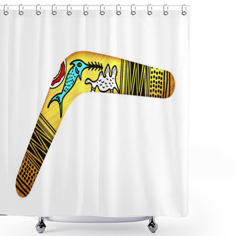 Personality  Tribal Boomerang Isolated On White Background. Tribal Style. Vec Shower Curtains