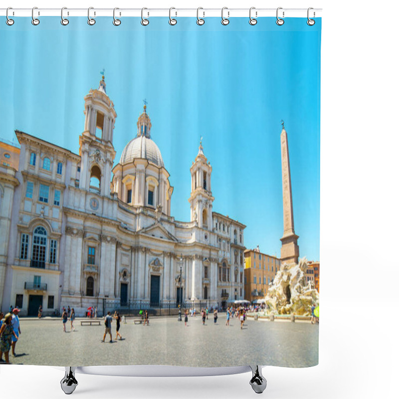 Personality  ROME, ITALY - JUNE 30, 2019: Navona Square (Piazza Navona) In Rome, Italy. Piazza Navona Is One Of The Main Attractions Of Rome And Italy. Shower Curtains