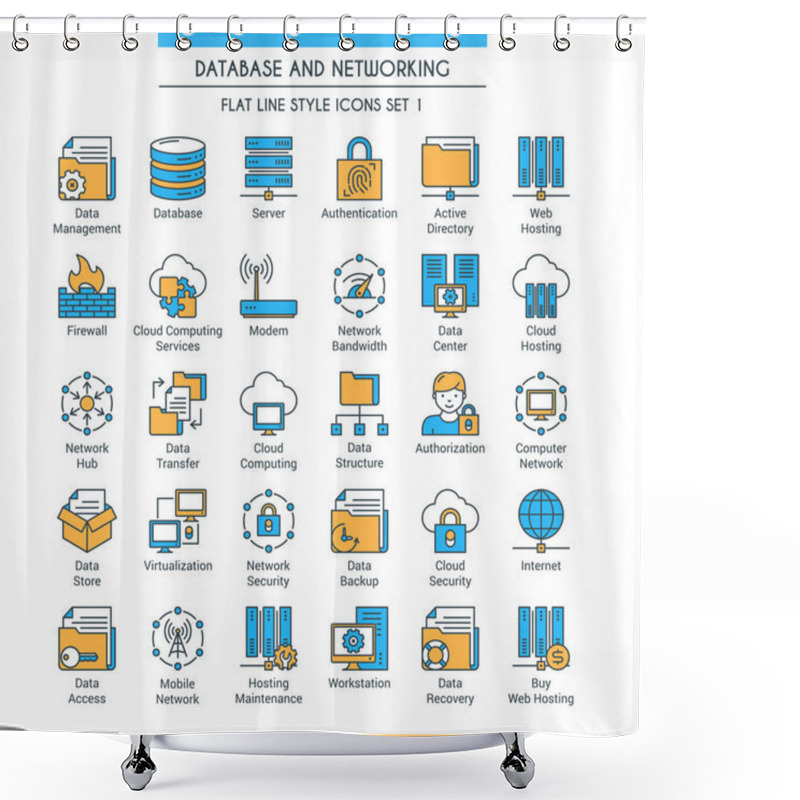 Personality  Database And Networking Icons 1 Shower Curtains