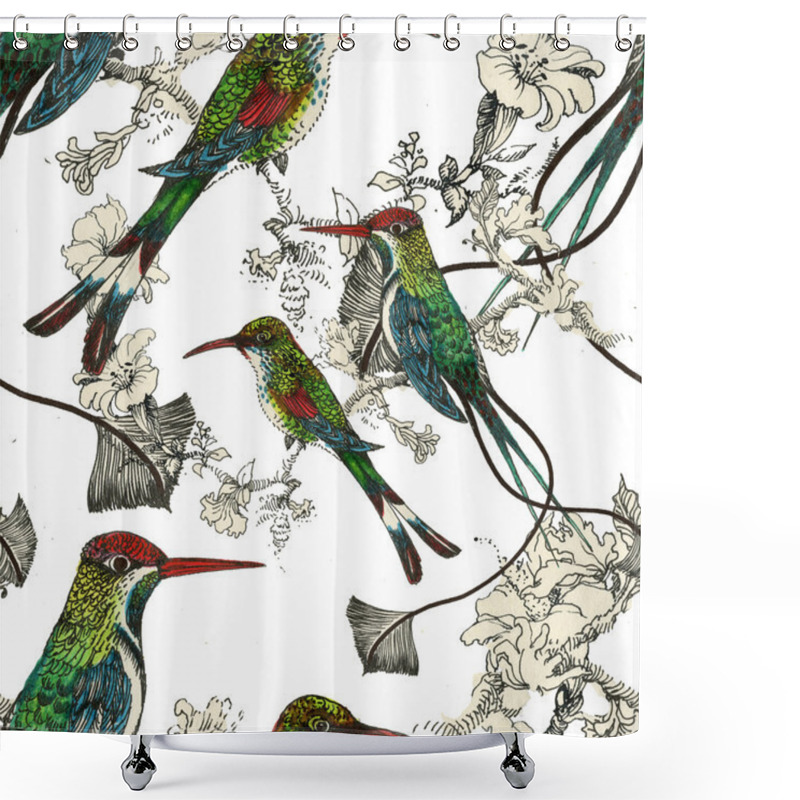 Personality  Exotic Birds Background Shower Curtains