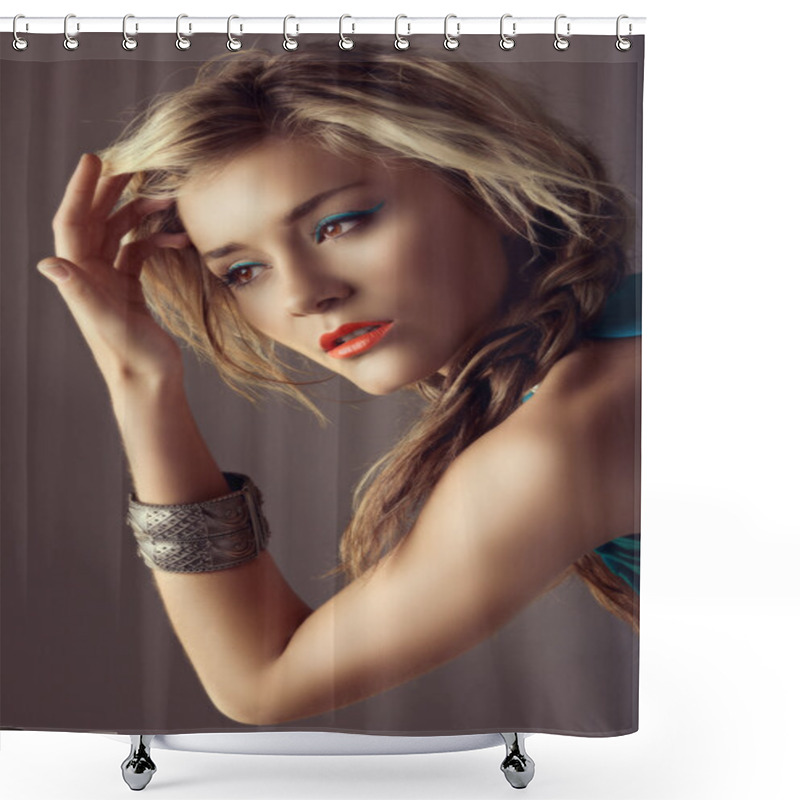 Personality  Beautiful Woman With Coral Lips Shower Curtains