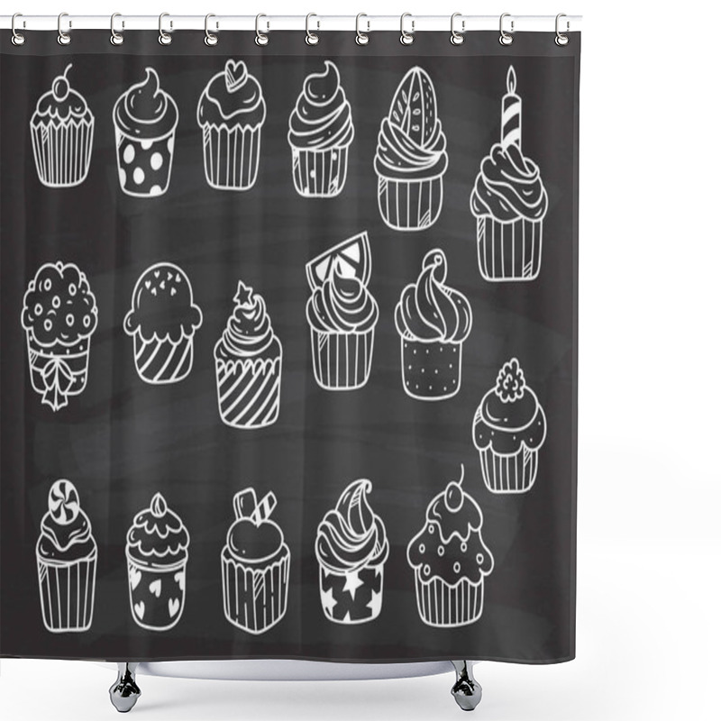 Personality  Set Of Cupcake Doodle Shower Curtains