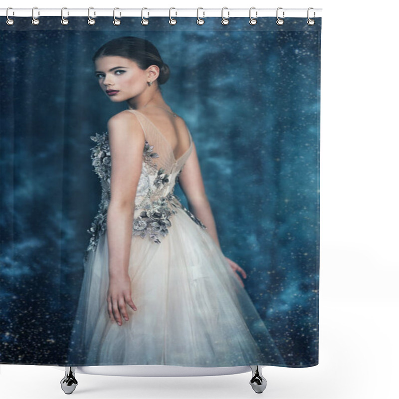 Personality  Lady In Beige Dress Shower Curtains