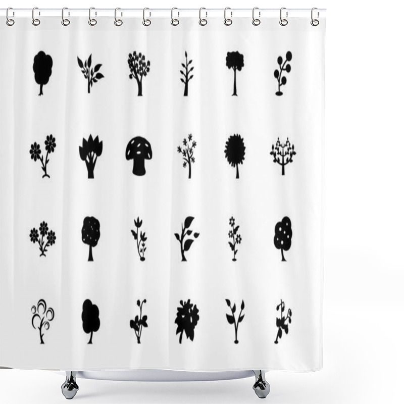 Personality  Trees Vector Icons 3 Shower Curtains