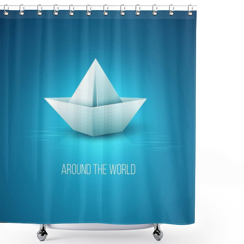 Personality  Origami Paper Boat . Vector Illustration Shower Curtains