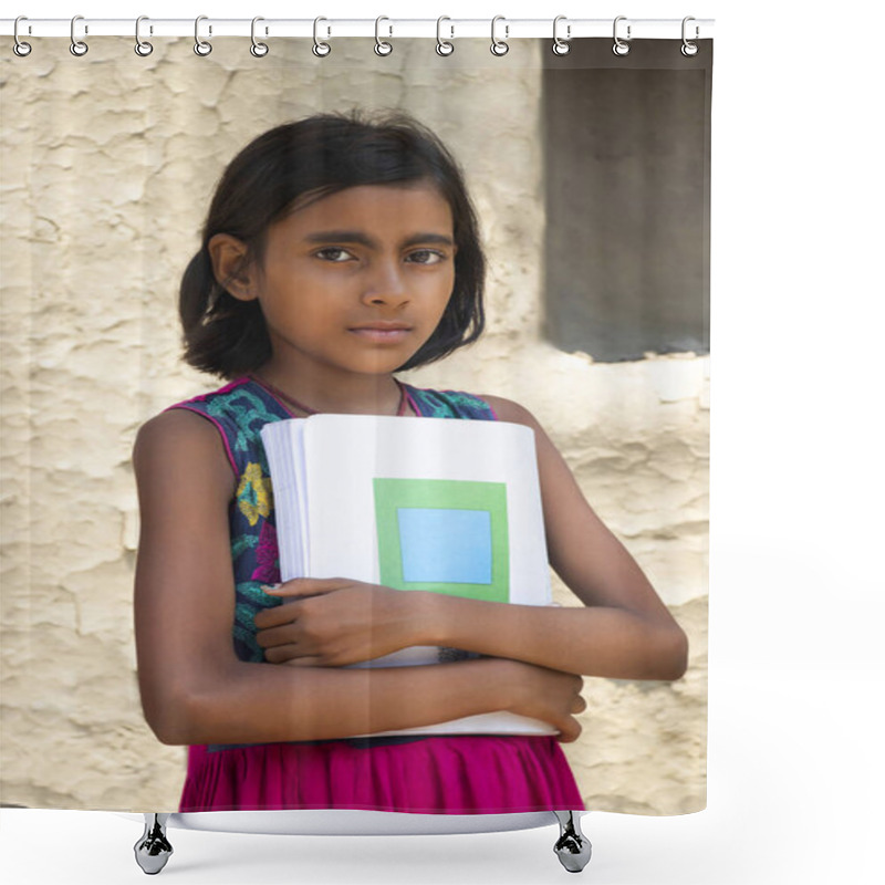 Personality  Indian Rural Girl Holding Books Shower Curtains