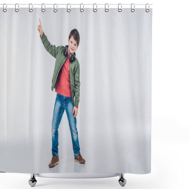 Personality  Little Boy In Headphones  Shower Curtains