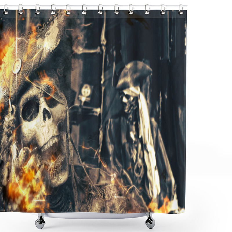 Personality  Skeleton Pirates Portrait Shower Curtains