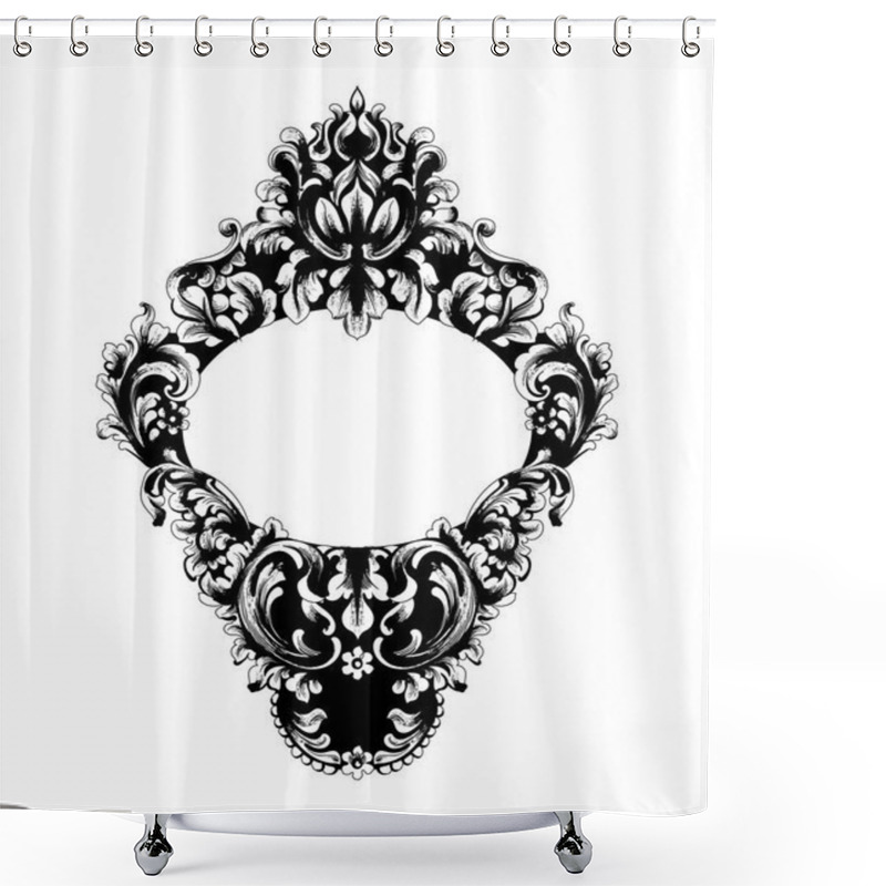 Personality  Imperial Baroque Mirror Frame Vector. French Luxury Rich Intricate Ornaments. Victorian Royal Style Decors Shower Curtains