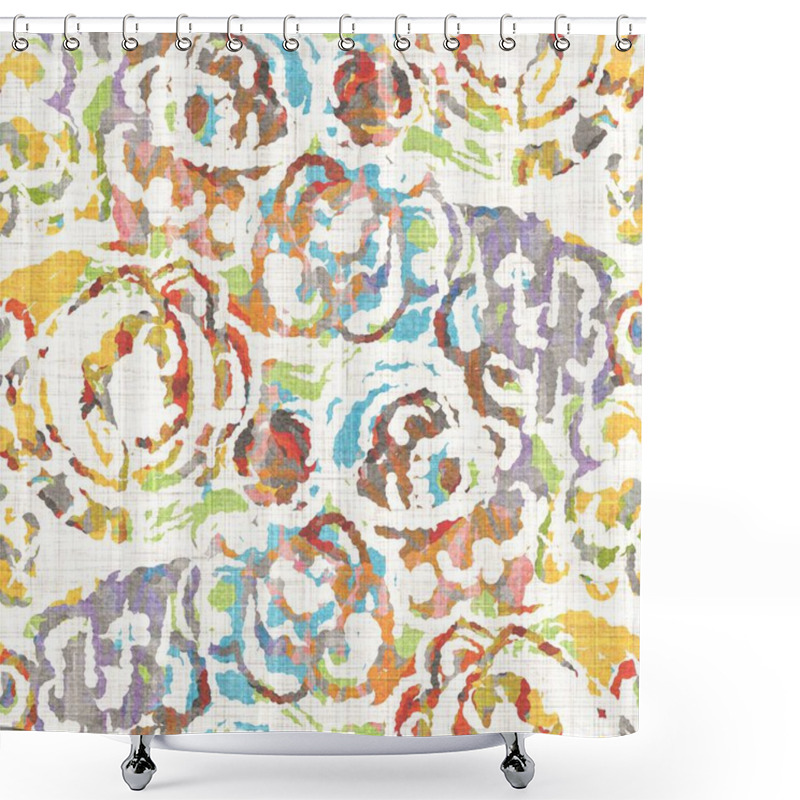 Personality  Watercolor Flower Motif Background. Hand Painted Earthy Whimsical Seamless Pattern. Modern Floral Linen Textile For Spring Summer Home Decor. Decorative Scandi Style Colorful Nature All Over Print Shower Curtains