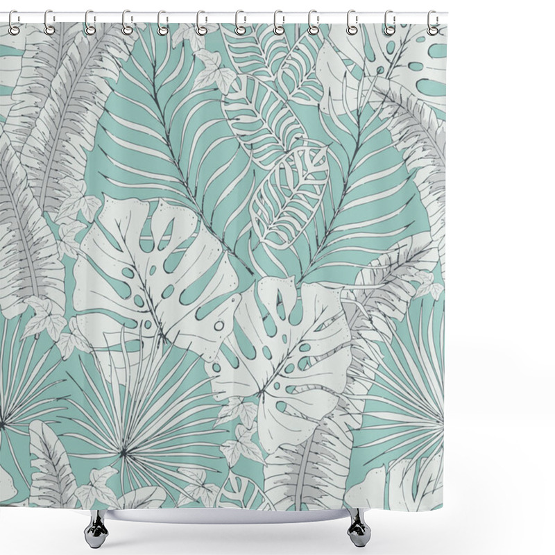 Personality  Vector Green Tropical Seamless Pattern Print Background. Shower Curtains