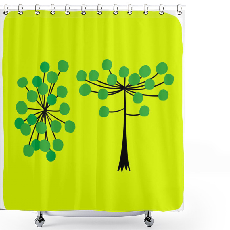 Personality  Brazilian Hand-drawn Araucaria Tree From Curitiba Shower Curtains