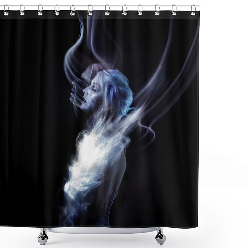 Personality  Unusual Girl With Bright Fashion Makeup, Creative Body Art On Theme Space And Stars. Shower Curtains