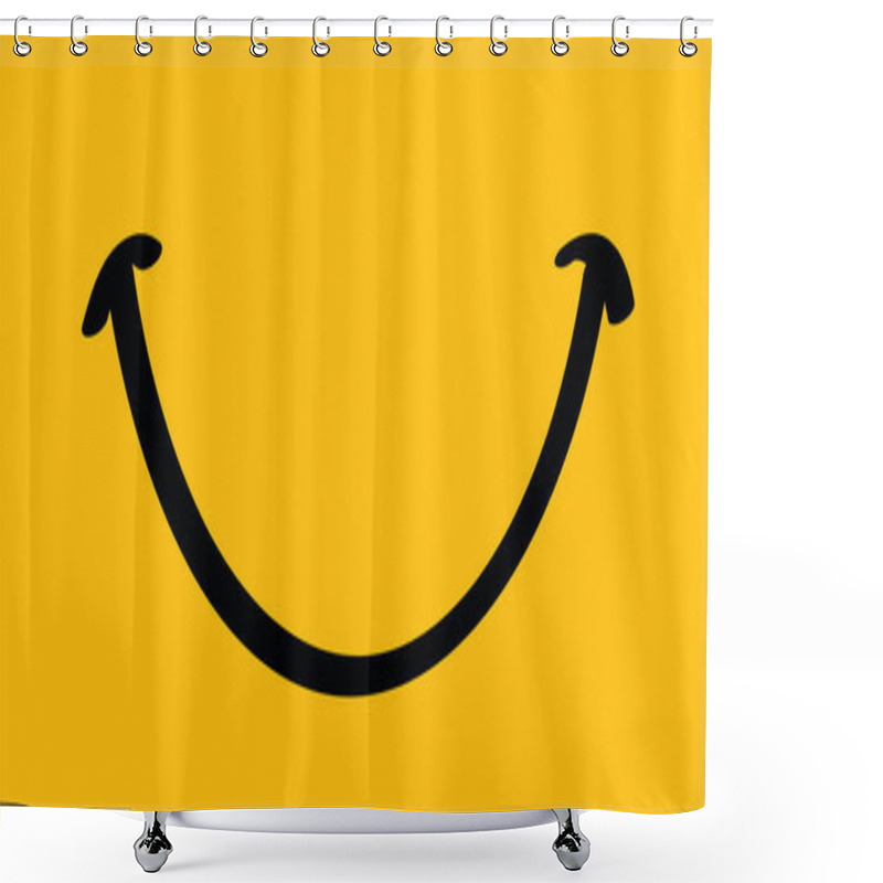 Personality  Happy World Smile Day, Big Smiling. Fun Comic Thoughts Emotion. Vector Cartoon Laugh Banner Sign. Shower Curtains