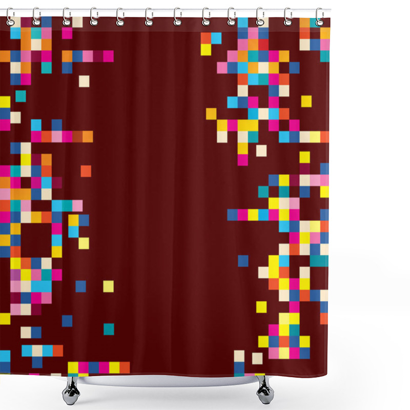 Personality  Fun Pixel Squares Background Design Element Shower Curtains