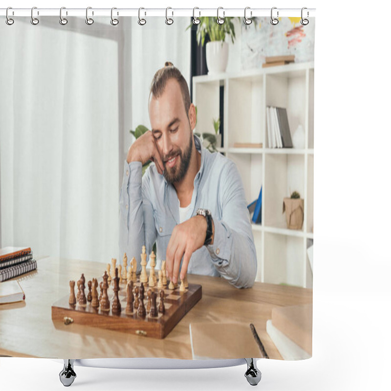 Personality  Man Playing Chess With Himself Shower Curtains