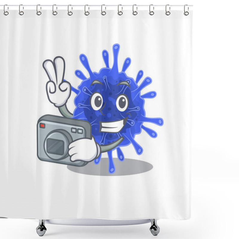 Personality  Bacteria Coronavirus Mascot Design As A Professional Photographer With A Camera Shower Curtains