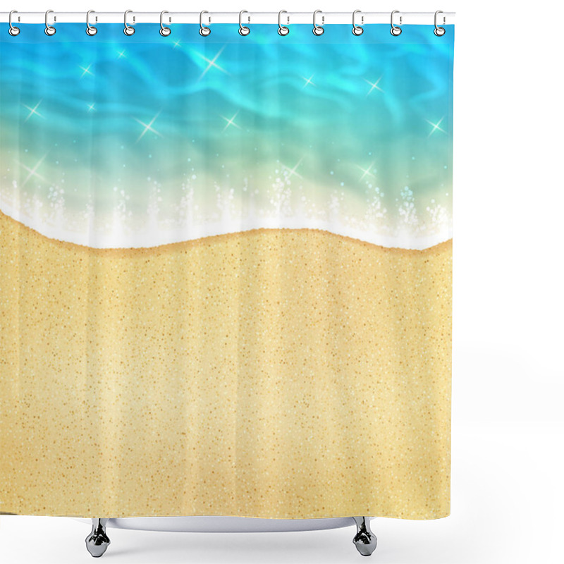 Personality  Vector Sea Beach Or Ocean Shore Sand And Waves Shower Curtains