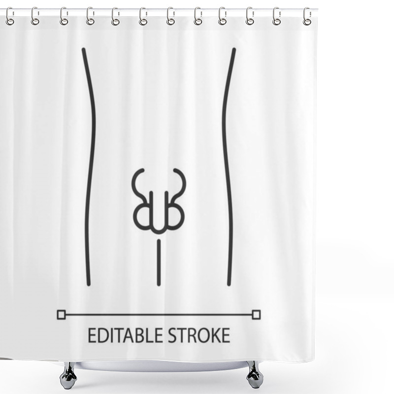 Personality  Healthy Men Reproductive System Linear Icon. Human Organ In Good Shower Curtains