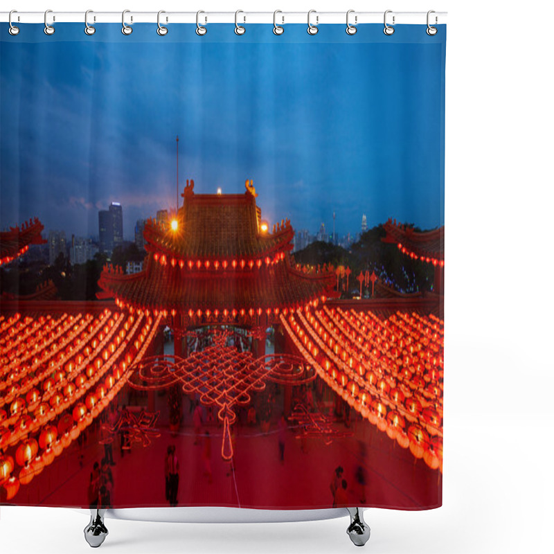 Personality  Thean Hou Temple In Kuala Lumpur At Night During Chinese New Year Shower Curtains