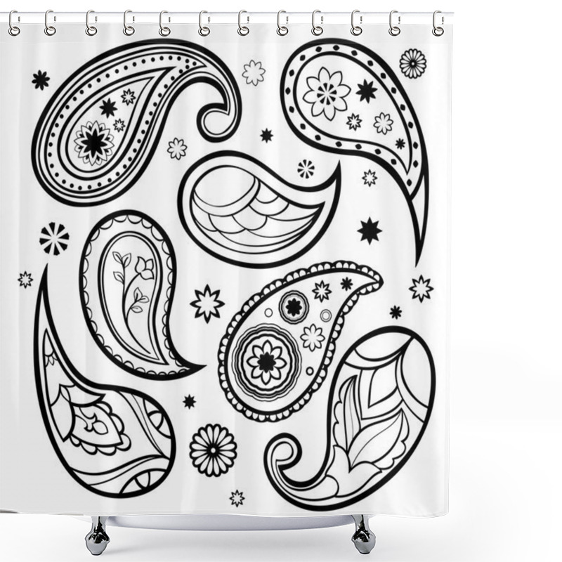 Personality  Set Of Paisley Patterns.  Shower Curtains