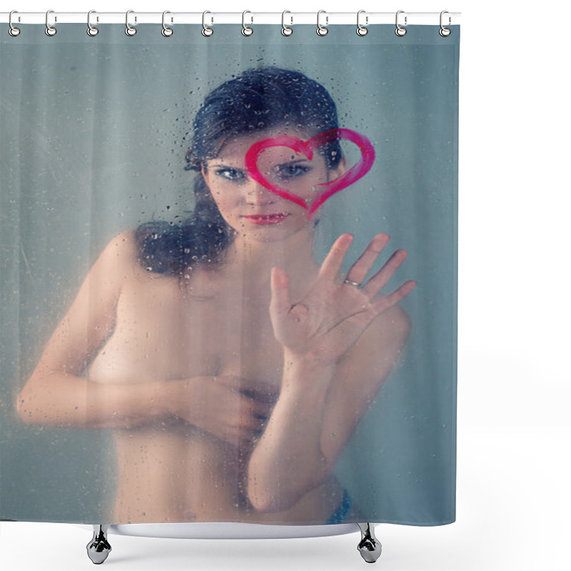 Personality  Beautiful Woman On A Black Background Shower Curtains