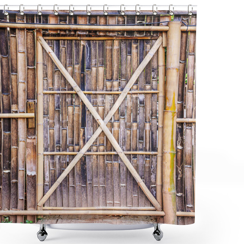 Personality  Bamboo Door On Fence Shower Curtains