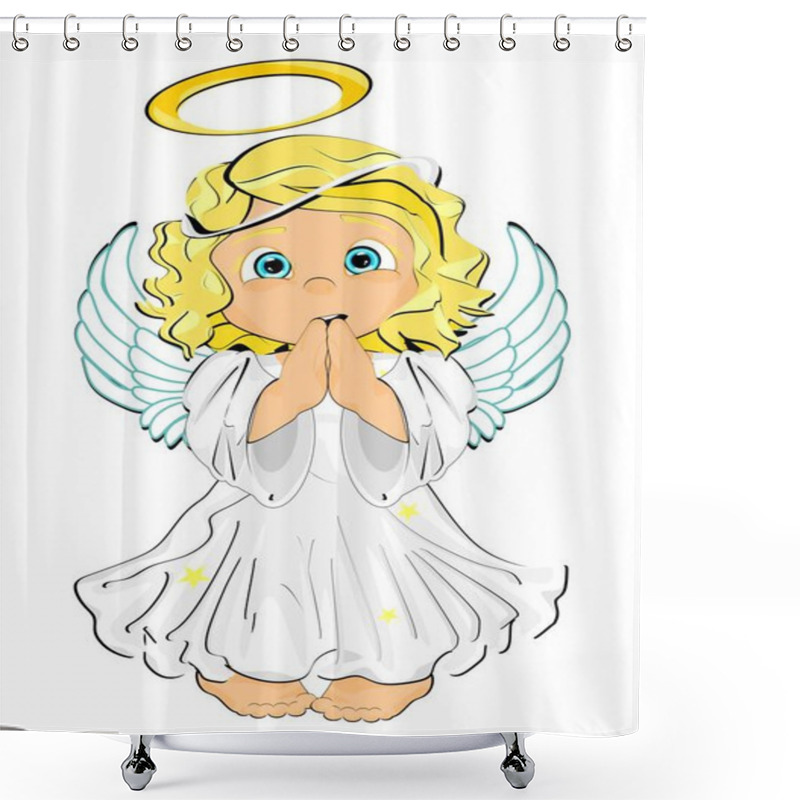 Personality  Surprise Baby Angel Girl Stand Shower Curtains