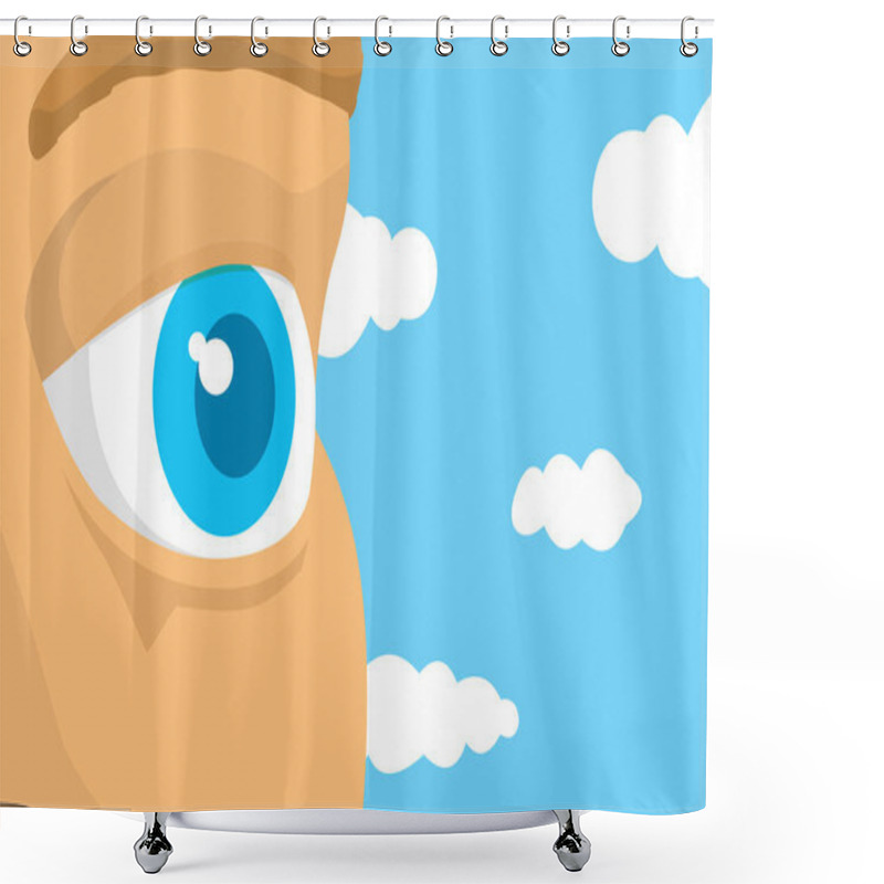 Personality  Open Eye Looking At Blue Sky Shower Curtains