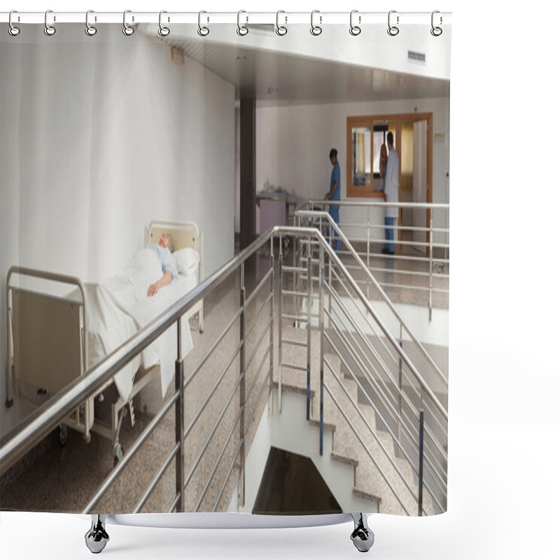 Personality  Patient Lying In Bed In Quiet Corridor Shower Curtains