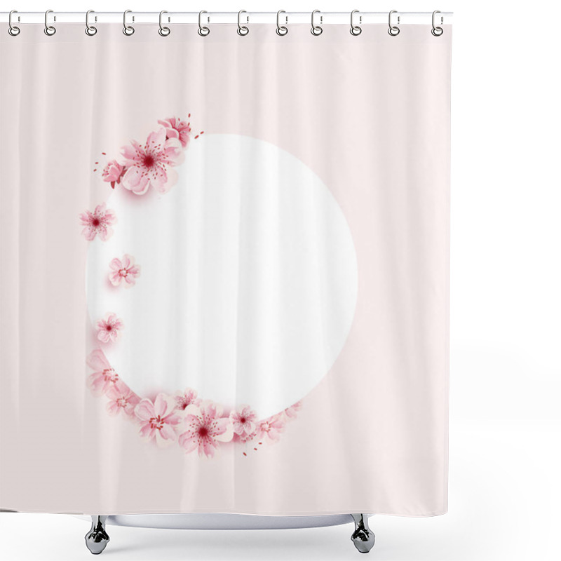 Personality  Cherry Blossoms Flowers Illustration Isolated On Pink Background, Lovely Greeting Card,vector, Elements,banners,invitation,brochure,poster Shower Curtains