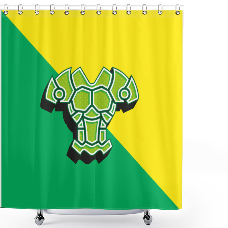 Personality  Armor Green And Yellow Modern 3d Vector Icon Logo Shower Curtains