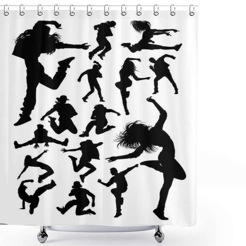 Personality  Attractive Modern Dancer Silhouettes. Good Use For Symbol, Logo, Web Icon, Mascot, Sign, Or Any Design You Want. Shower Curtains