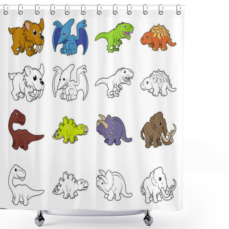 Personality  Cartoon Dinosaur Illustrations Shower Curtains