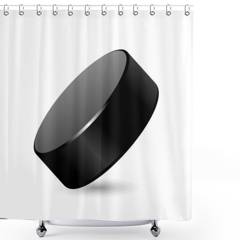 Personality  Hockey Puck On White Background In Vector EPS10 Shower Curtains