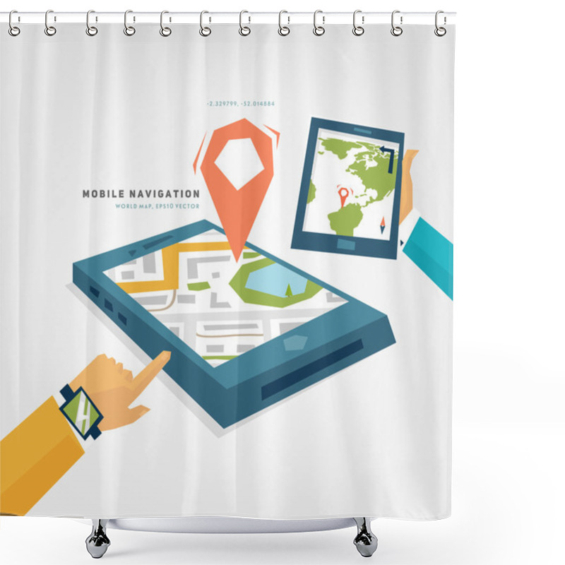 Personality  Mobile Phone With GPS Navigation App. Shower Curtains