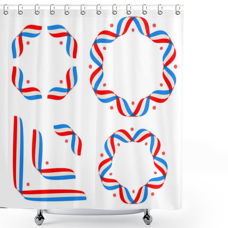 Personality  American Patriotic Background, Independence Day 4 Th July. Vector Illustration. Abstract Red-blue-white Geometric Background With Stripes Of Flags Ribbons. Shower Curtains