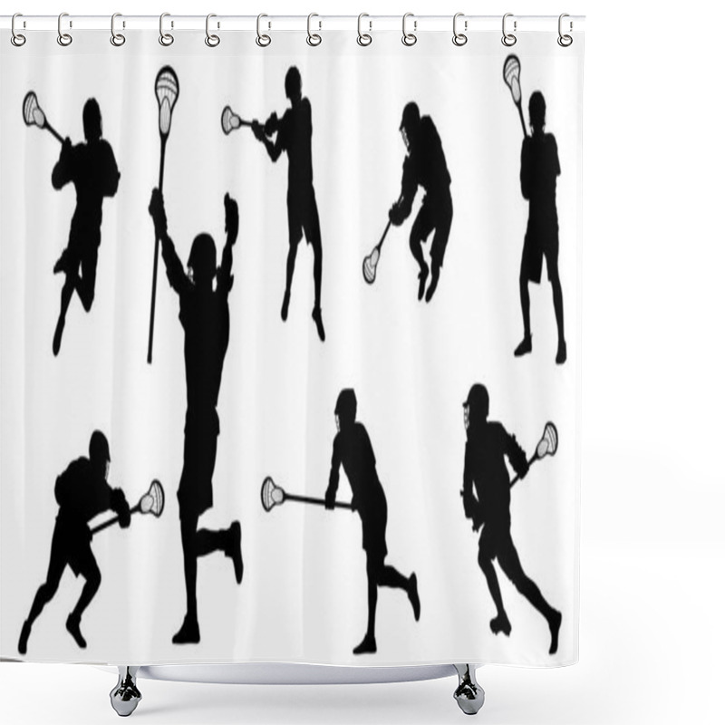 Personality  Lacrosse Player Silhouette Vector Shower Curtains