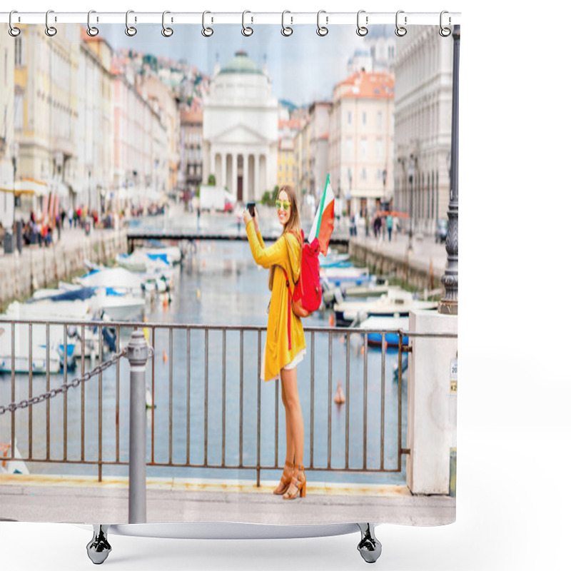 Personality  Woman Traveling In Trieste City In Italy Shower Curtains