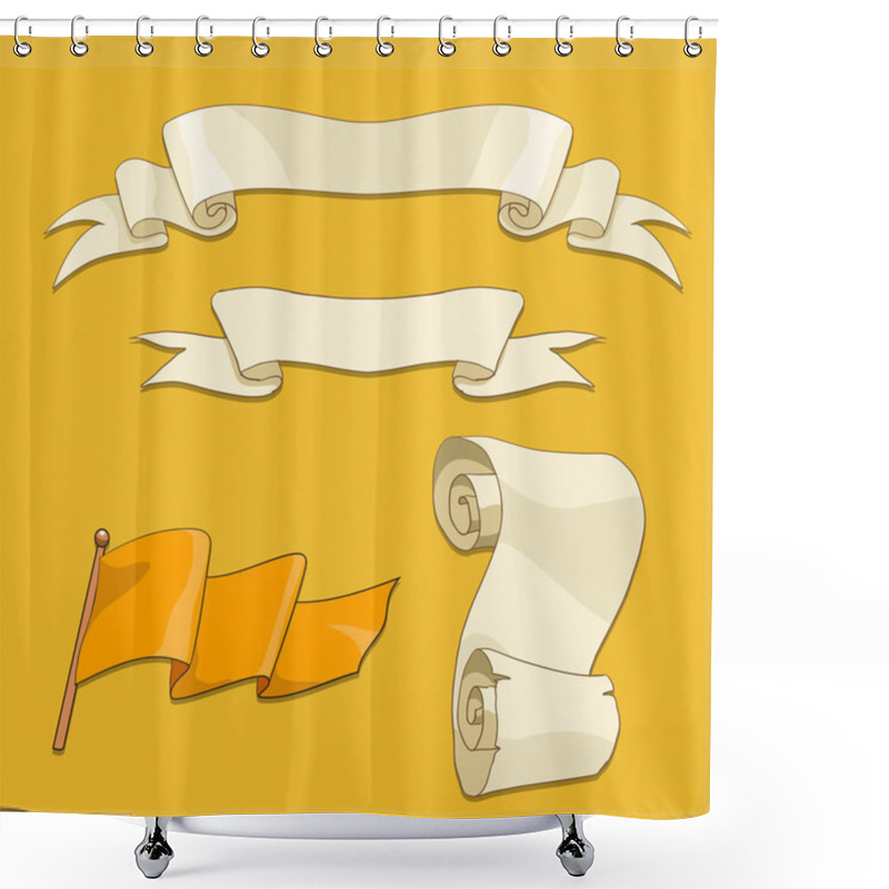 Personality  Old Scroll Flag And Ribbon Vector Illustration Shower Curtains