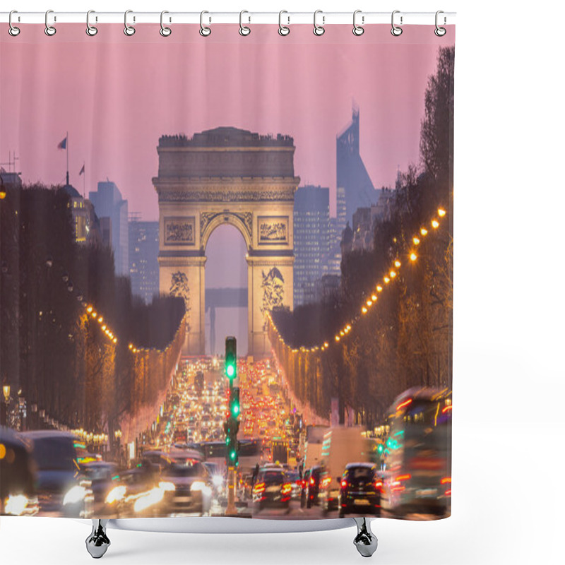 Personality  Arc Of Triomphe Champs-Elysees In Paris Shower Curtains