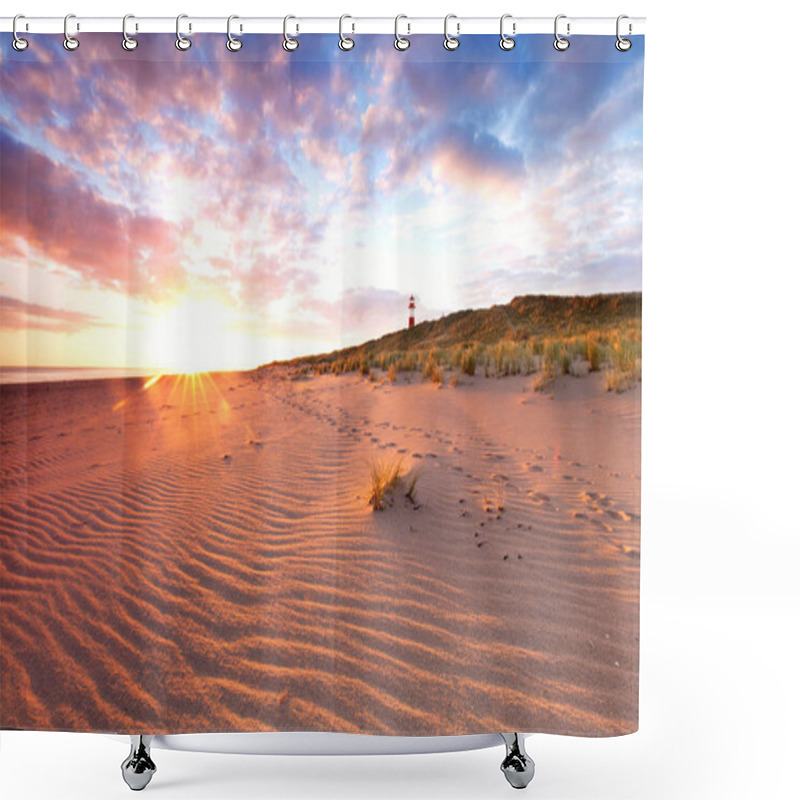 Personality  Lighthouse Sylt To The Sunrise Shower Curtains