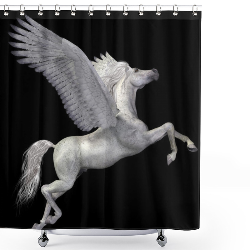 Personality  White Pegasus Profile Shower Curtains