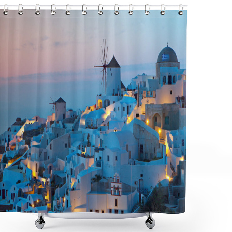 Personality  Santorini Island In Greece During Sunset Shower Curtains