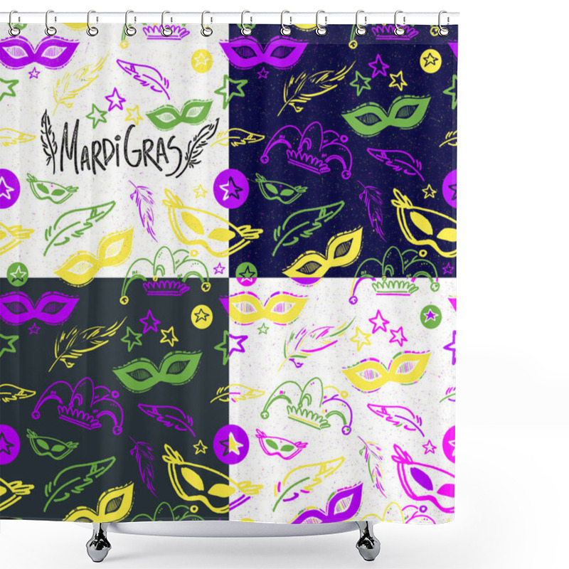 Personality  Mardi Gras Seamless Pattern Set Shower Curtains