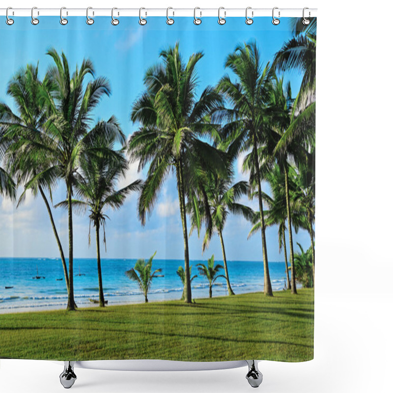 Personality  Beautiful Tropical Coast Of Diani In Kenya Shower Curtains