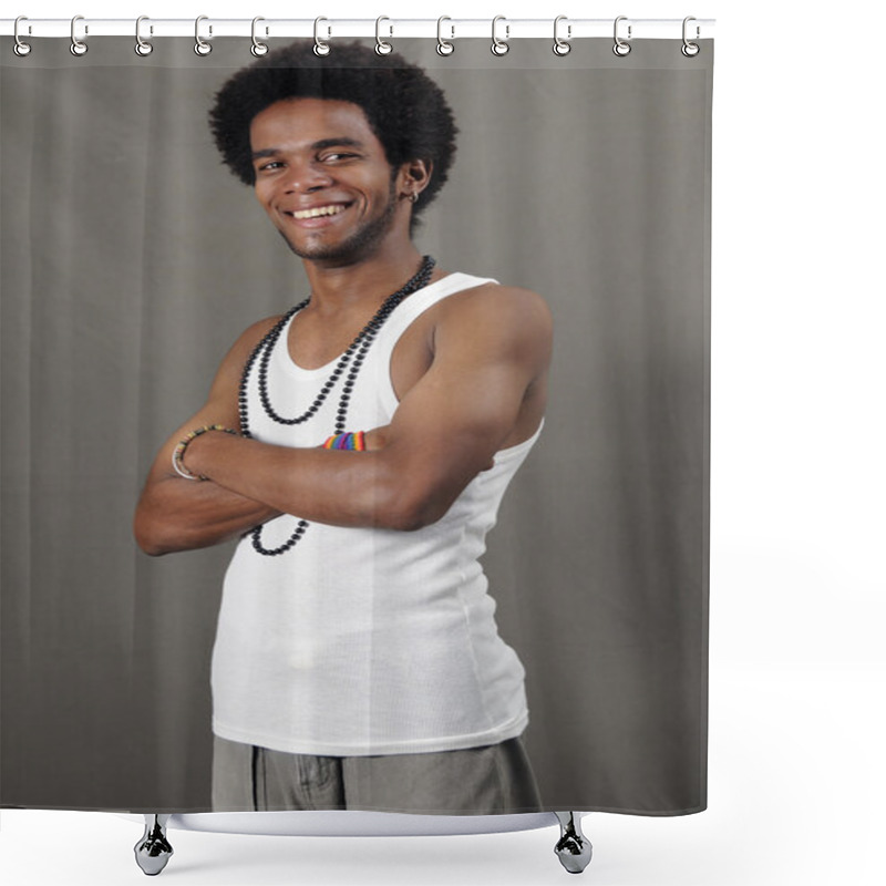 Personality  Happy African Young Man Shower Curtains