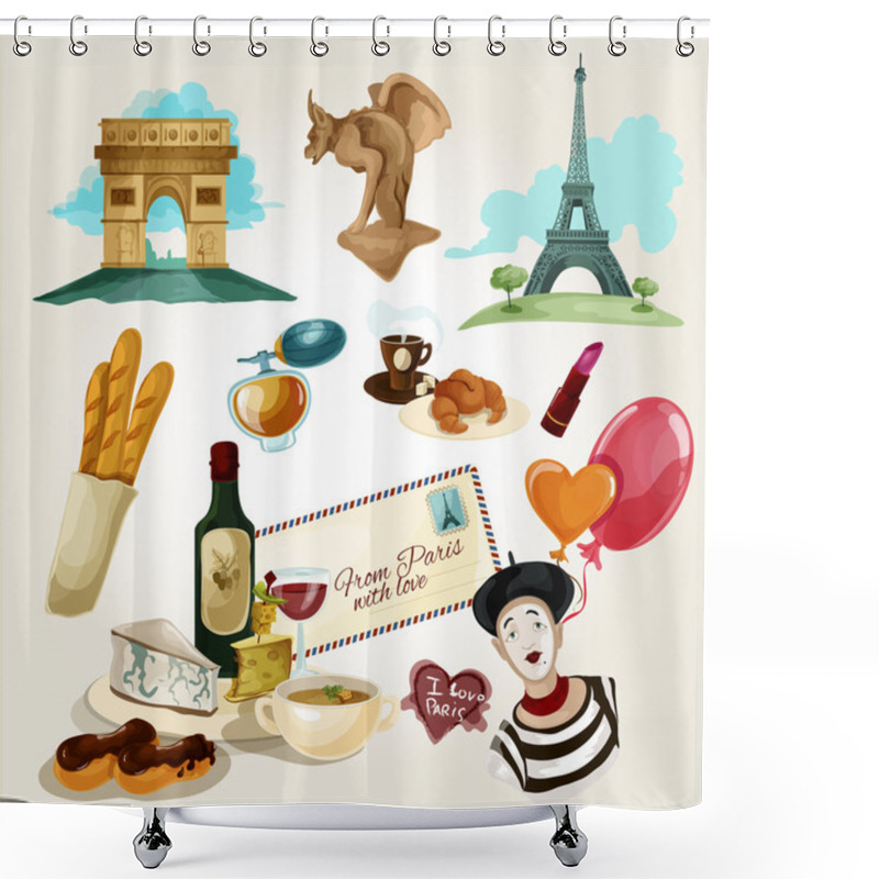 Personality  Paris Touristic Set Shower Curtains